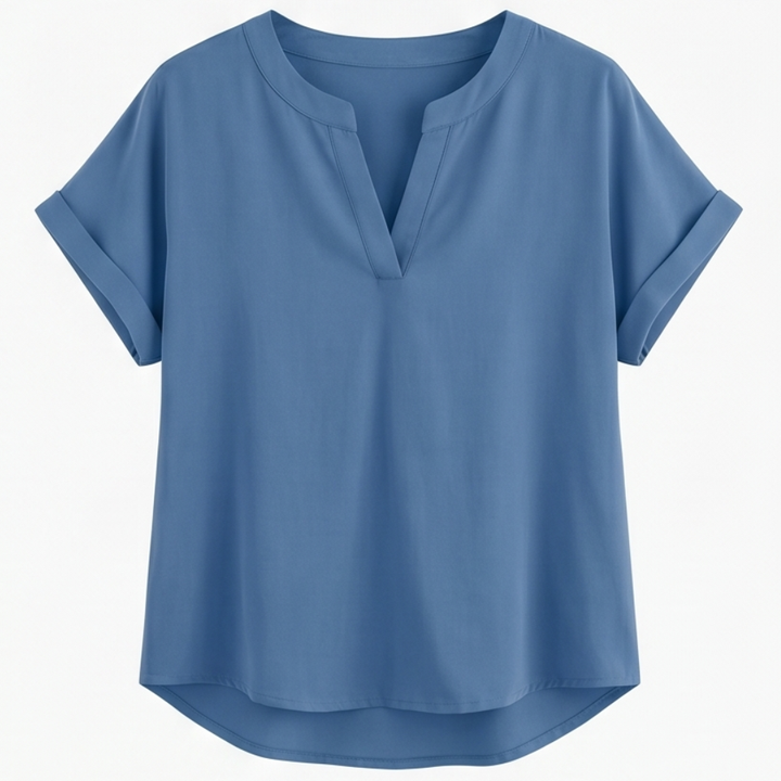 Solenne Soft Drape V-Neck Blouse for Everyday Wear — View 12 | Clova
