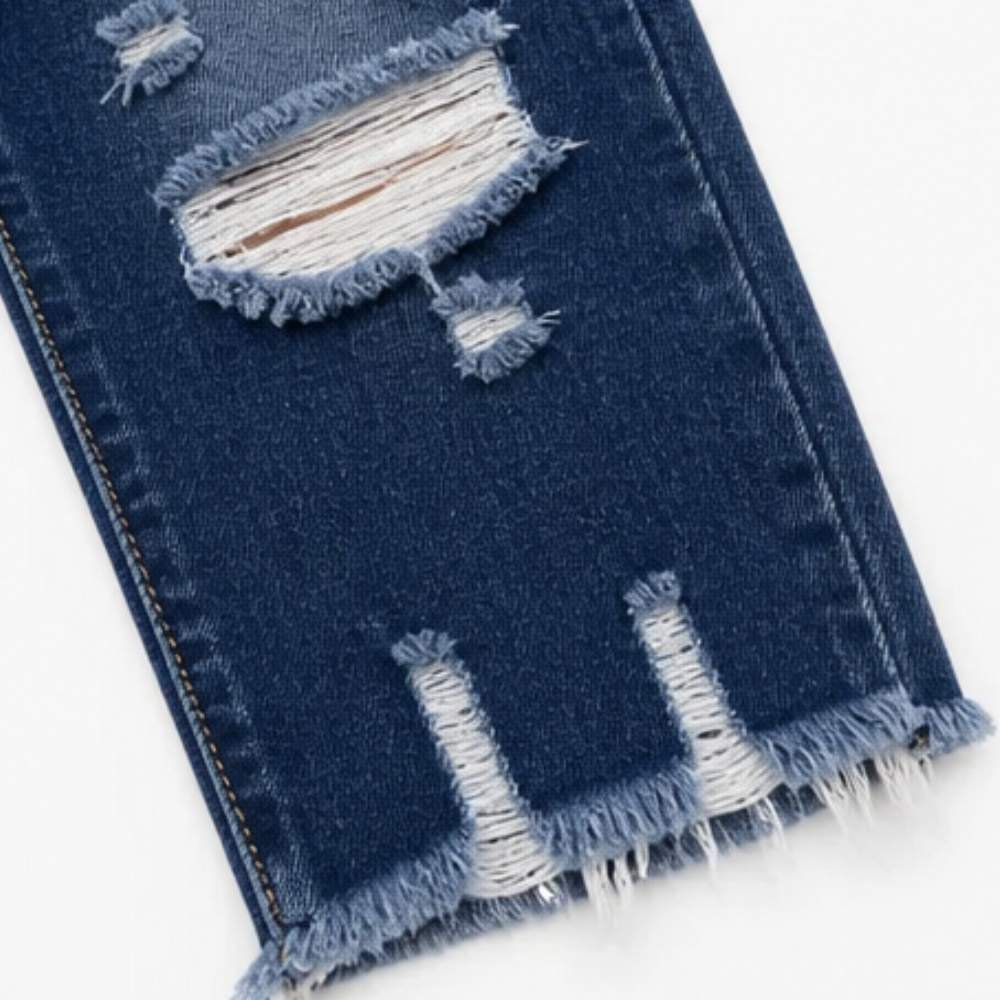 Soft Cotton Frayed-Hem Capri Jeans — View 10 | Clova