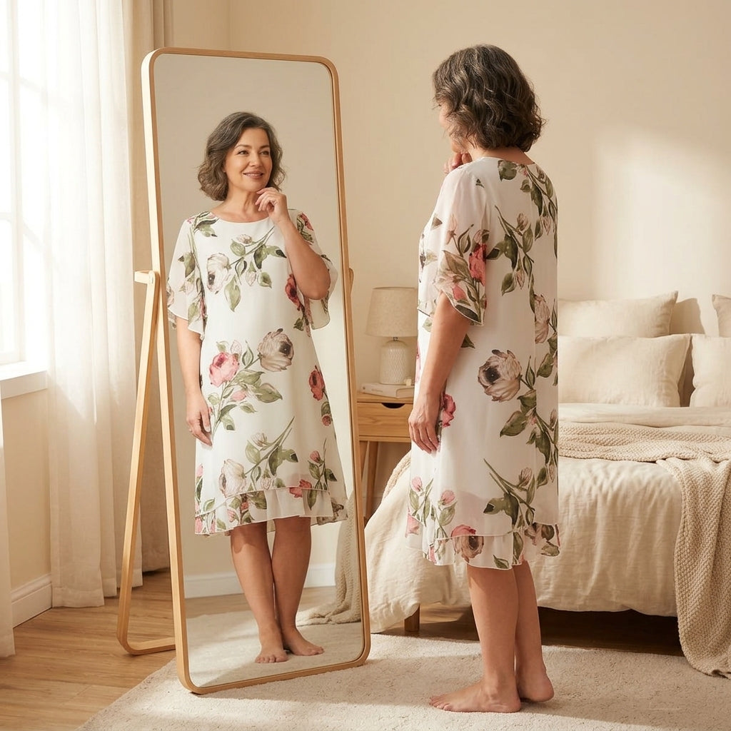 Floral Chiffon Midi Dress