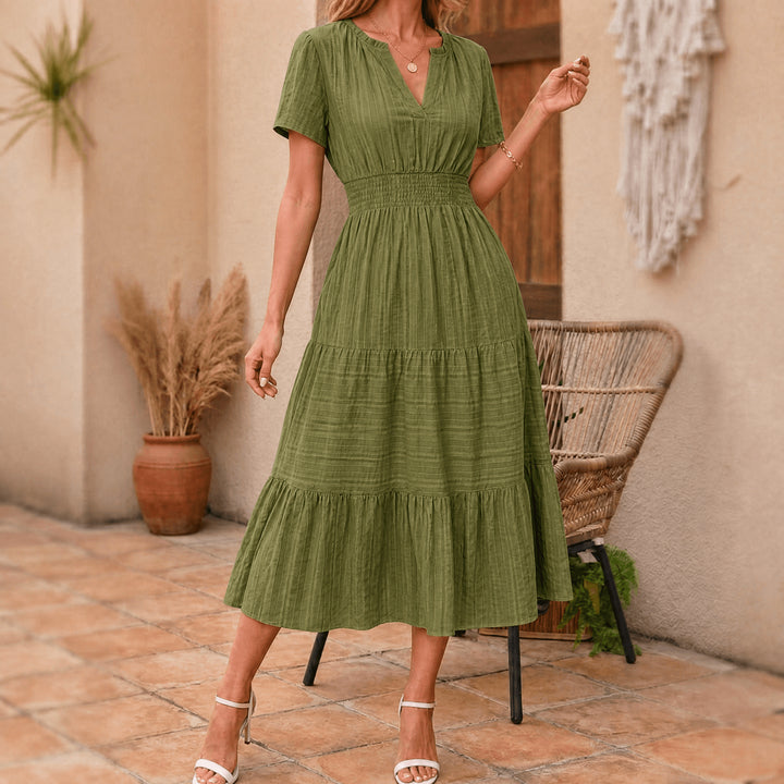 Flowing V Neck Summer Maxi Dress