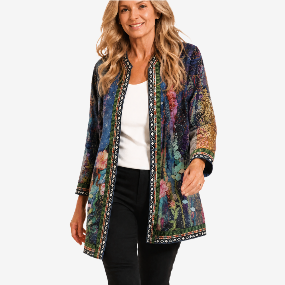 Art-Print Open Jacket for Effortless Style — View 11 | Clova