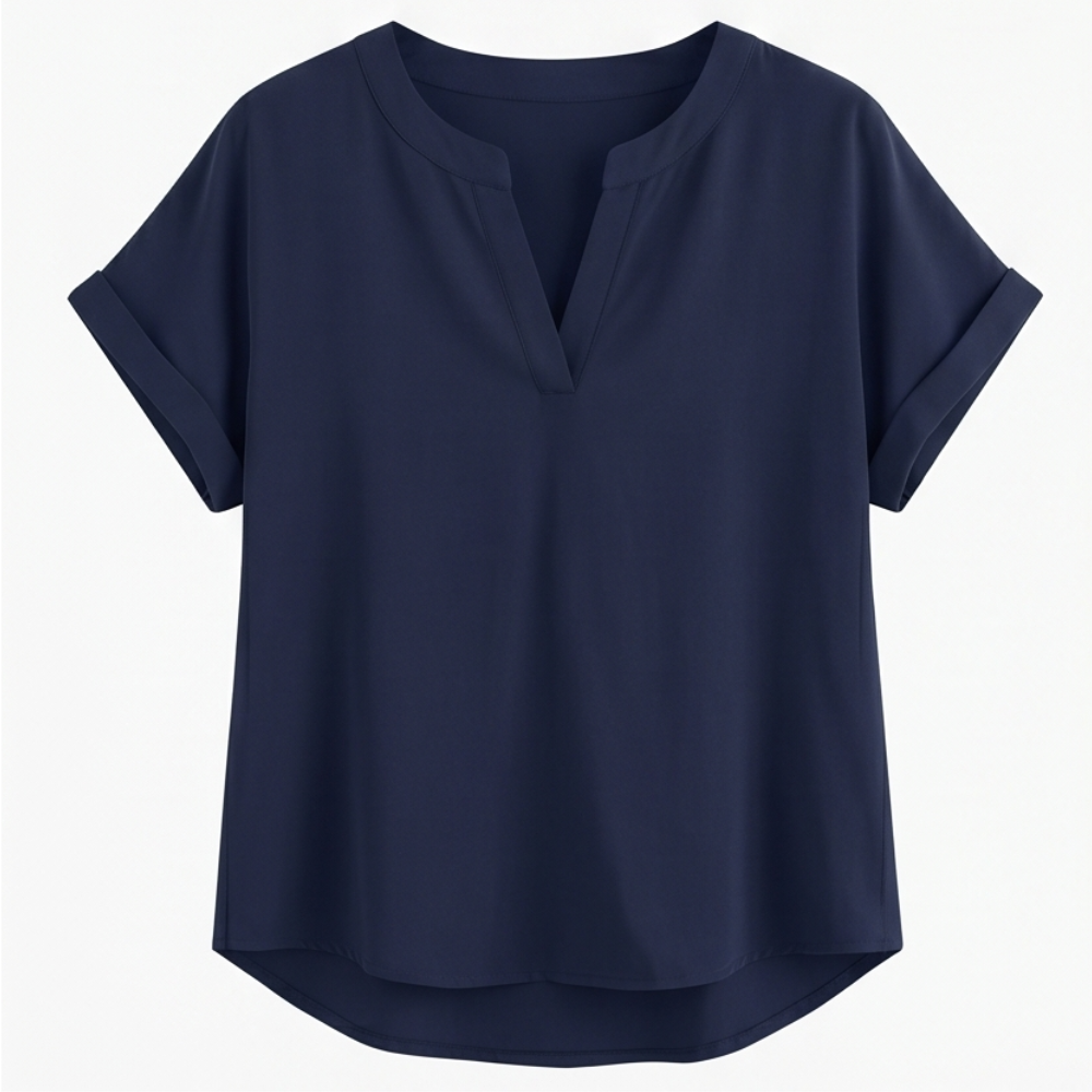 Solenne Soft Drape V-Neck Blouse for Everyday Wear — View 11 | Clova