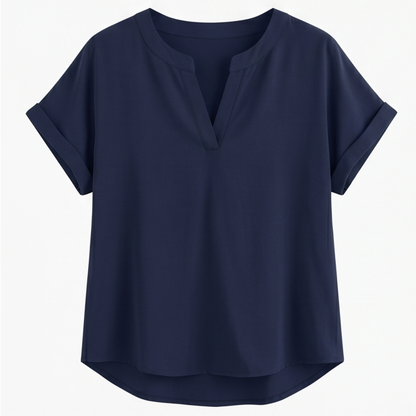 Solenne Soft Drape V-Neck Blouse for Everyday Wear — View 11 | Clova