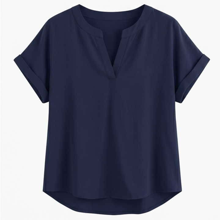 Solenne Soft Drape V-Neck Blouse for Everyday Wear — View 11 | Clova