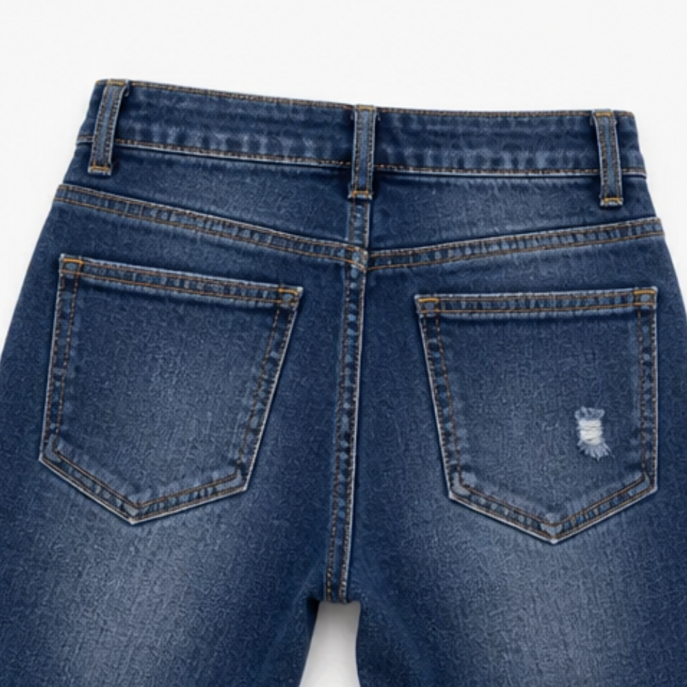 Soft Cotton Frayed-Hem Capri Jeans — View 9 | Clova