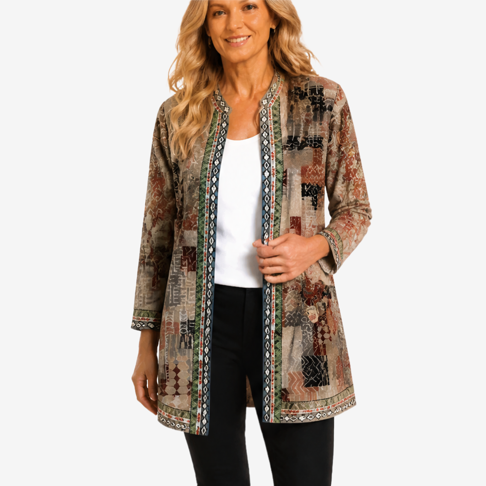 Art-Print Open Jacket for Effortless Style — View 13 | Clova