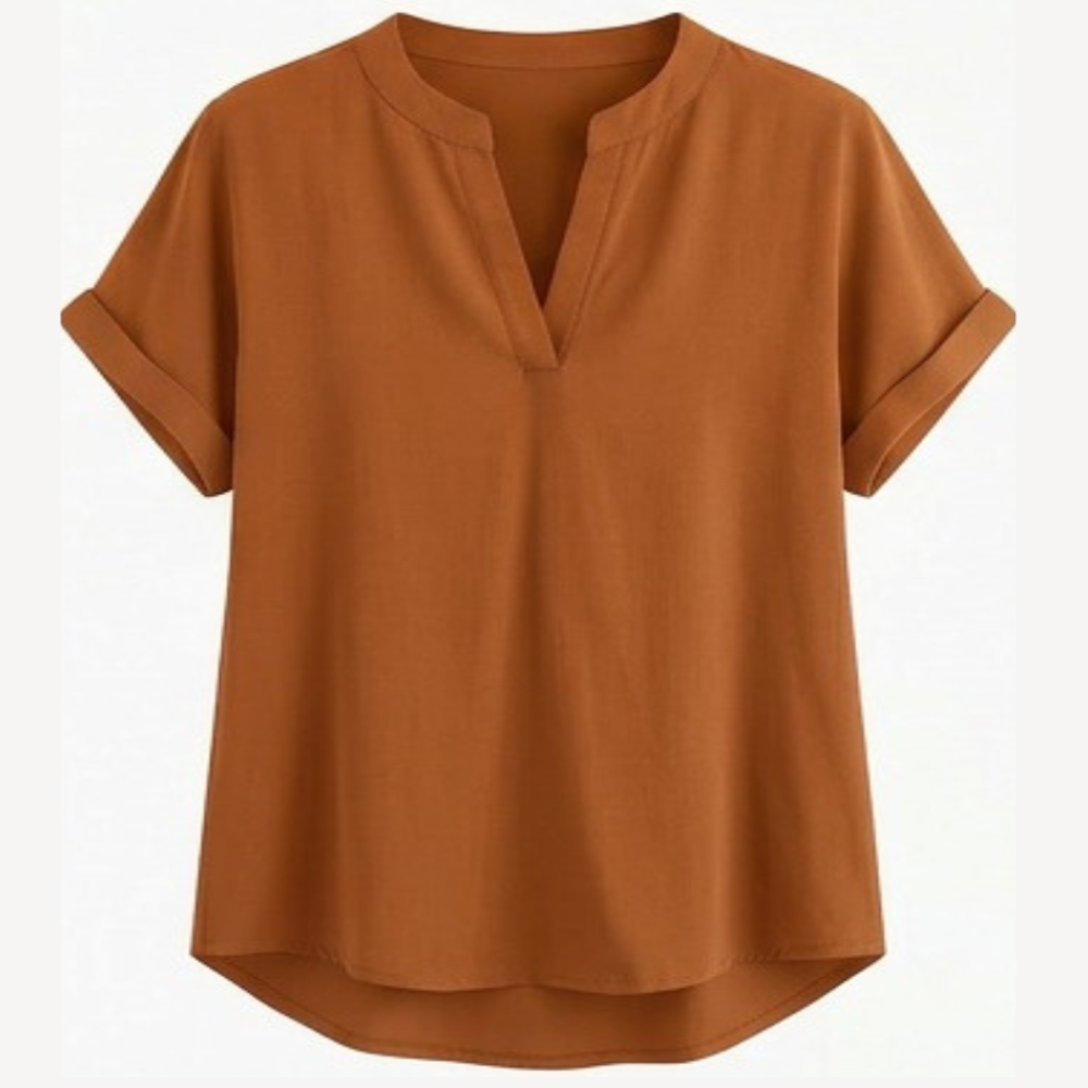 Solenne Soft Drape V-Neck Blouse for Everyday Wear — View 13 | Clova