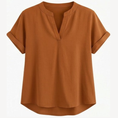Solenne Soft Drape V-Neck Blouse for Everyday Wear — View 13 | Clova