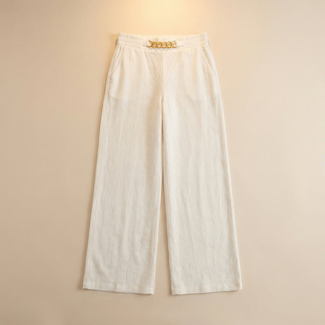 Gold Accent Wide Leg Trousers