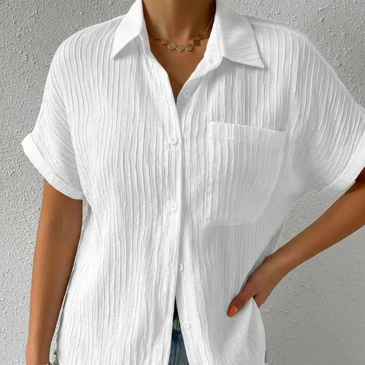 Textured Crinkle Button Down Blouse
