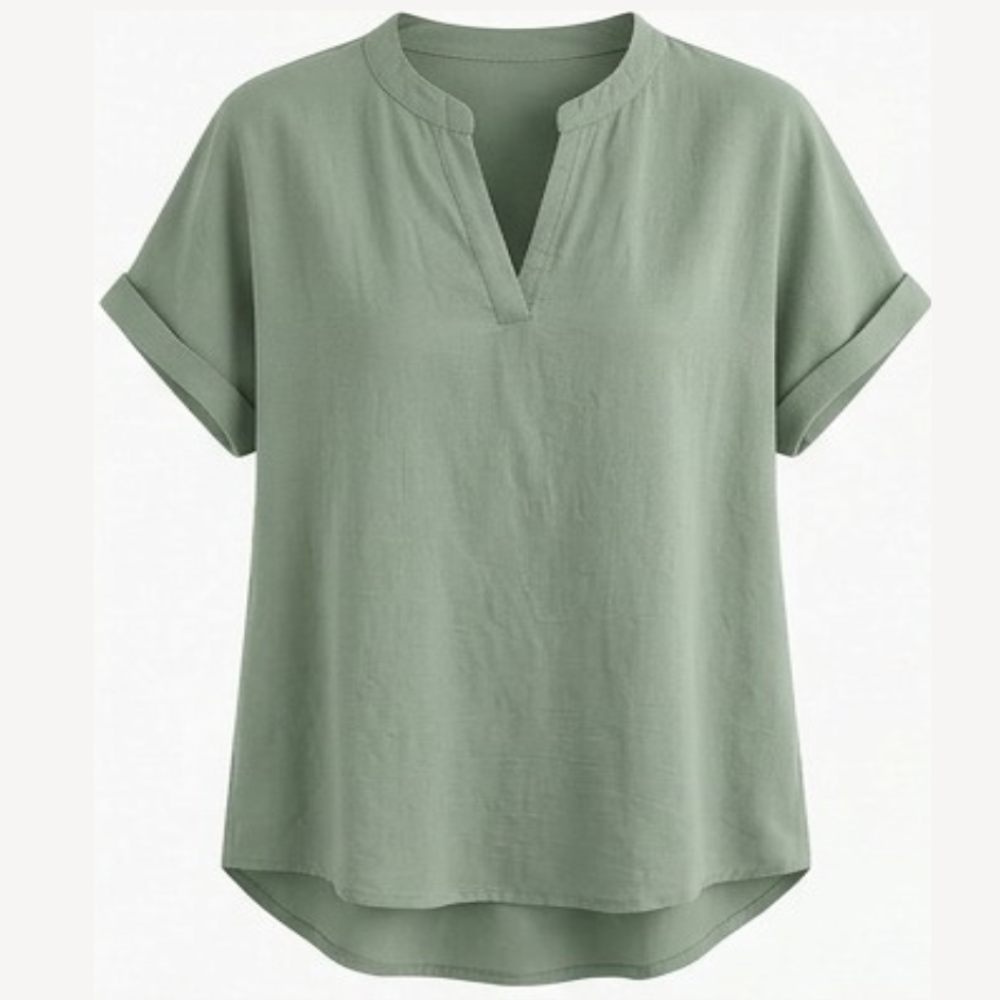 Solenne Soft Drape V-Neck Blouse for Everyday Wear — View 14 | Clova