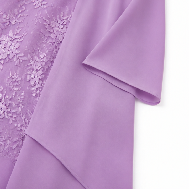 Lunavia Floral Lace Dress Set with Chiffon Shawl — View 7 | Clova