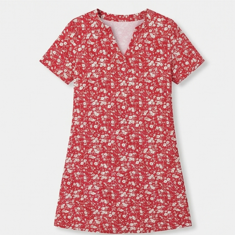 V-Neck Floral Dress with Pockets — View 11 | Clova
