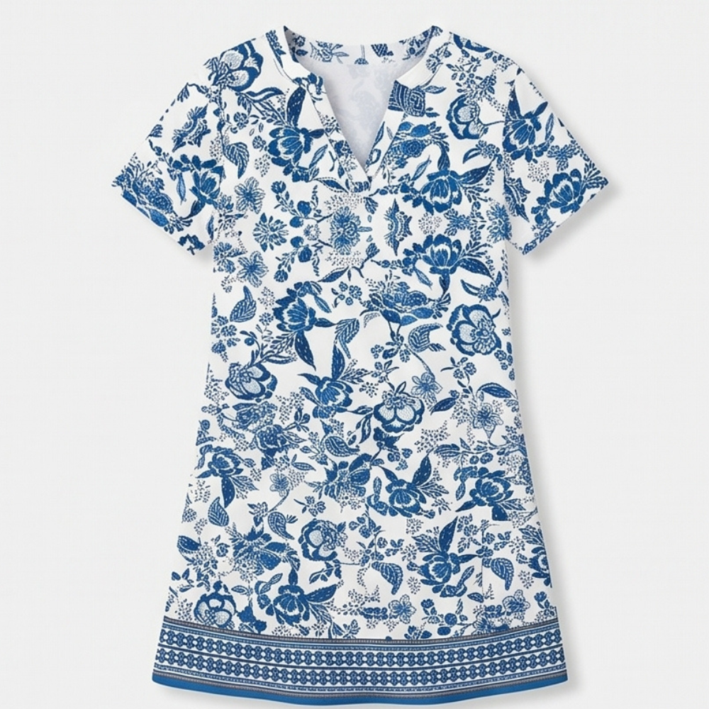 V-Neck Floral Dress with Pockets — View 12 | Clova