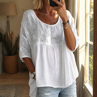 Embroidered Floral Peplum Blouse
