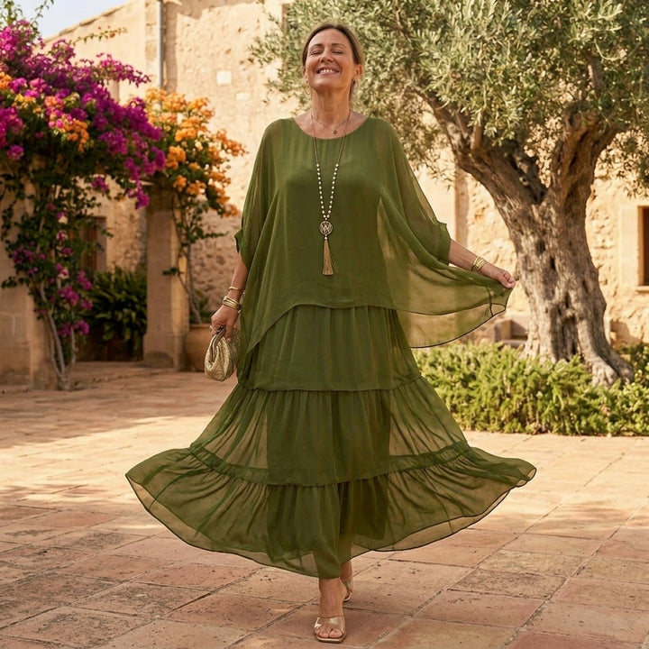 Flowing Tiered Chiffon Maxi Dress
