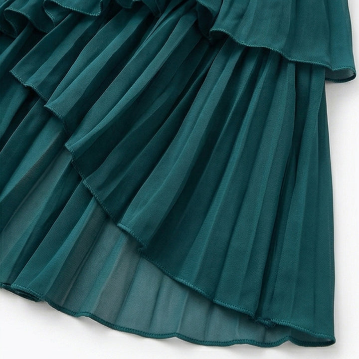 Pleated Ruffle Midi Dress