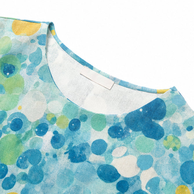 Watercolor print flowing midi dress with pockets