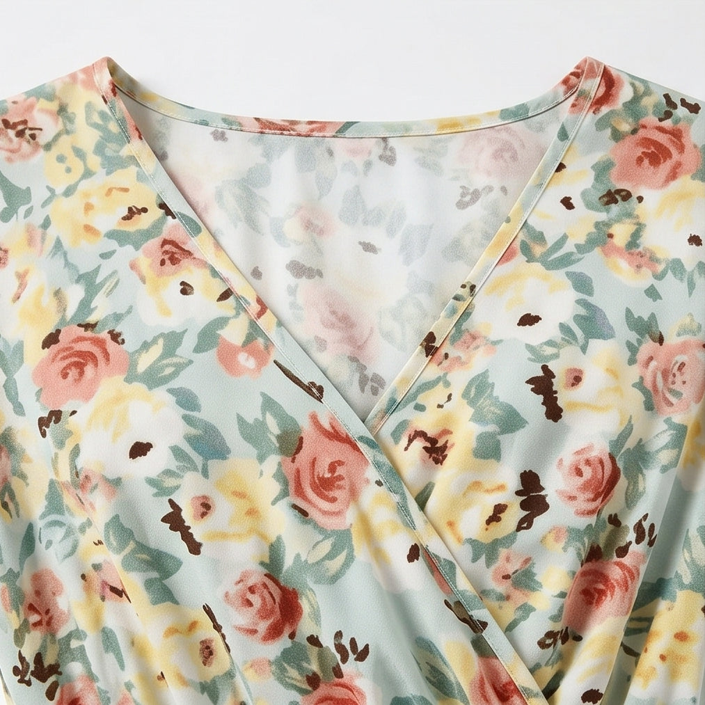 Floral V-Neck Smocked Waist Midi Dress