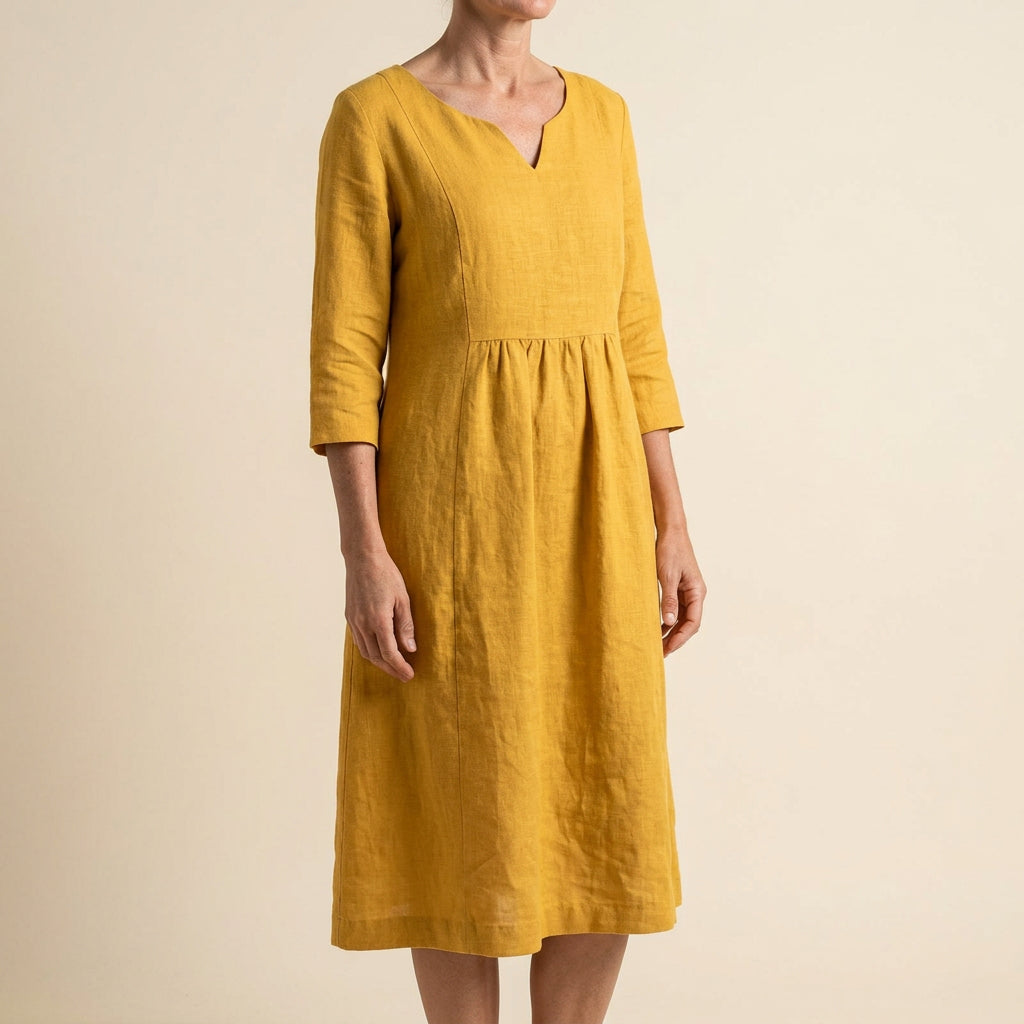 Relaxed V-Neck Midi Dress