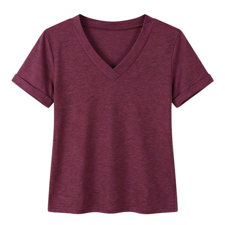 Soft V-Neck Tee with Rolled Cuffs
