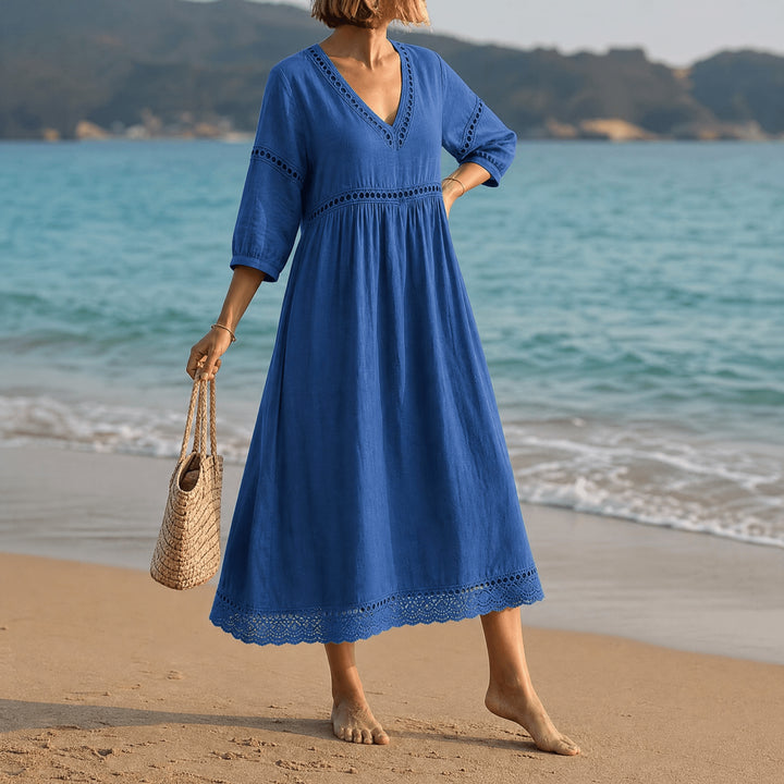 CROCHET TRIM MIDI DRESS