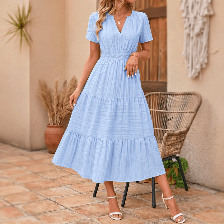 Flowing V Neck Summer Maxi Dress