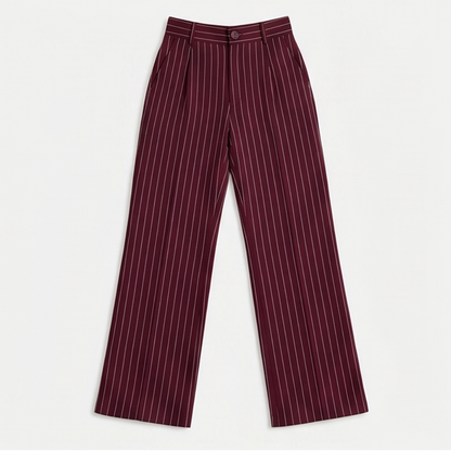 Solène High-Waisted Striped Wide-Leg Trousers for Effortless Polish — View 14 | Clova