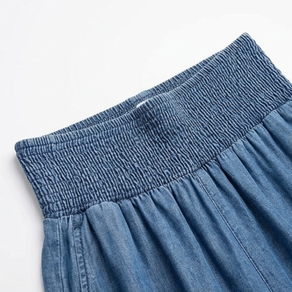 Smocked Waist Wide Leg Palazzo Pants