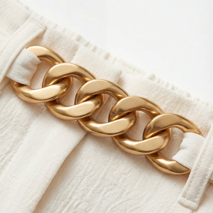 Gold Accent Wide Leg Trousers