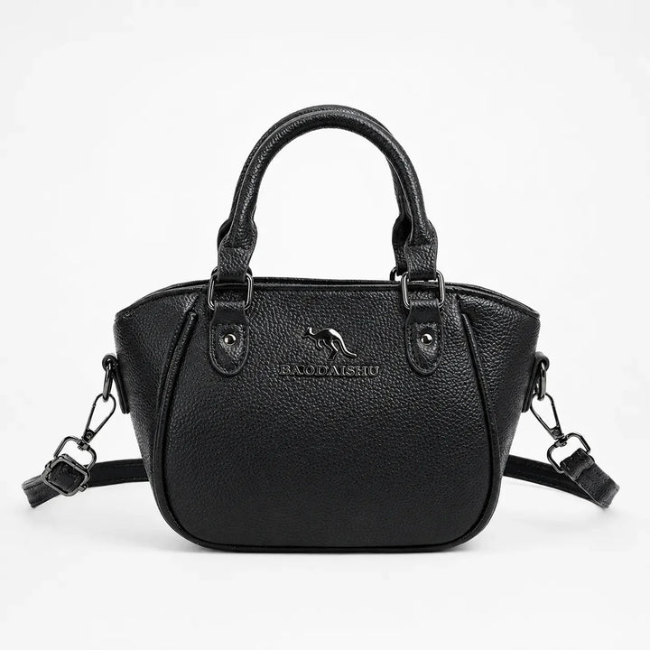 Structured Boston Handbag with Convertible Crossbody Strap, Polished Hardware