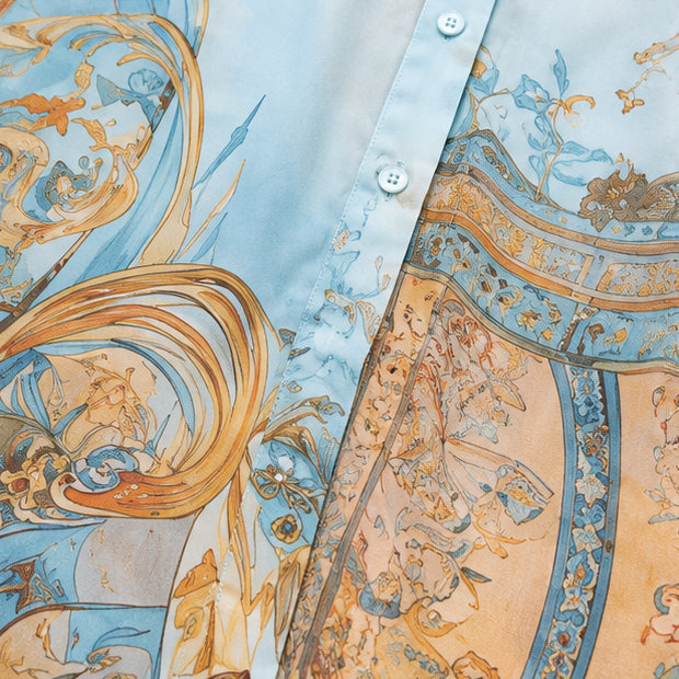 Mediterranean Baroque Print Chemisier Maxi Dress