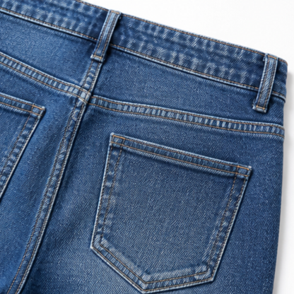 Denvie High-Waisted Crossover Straight-Leg Jeans — View 9 | Clova