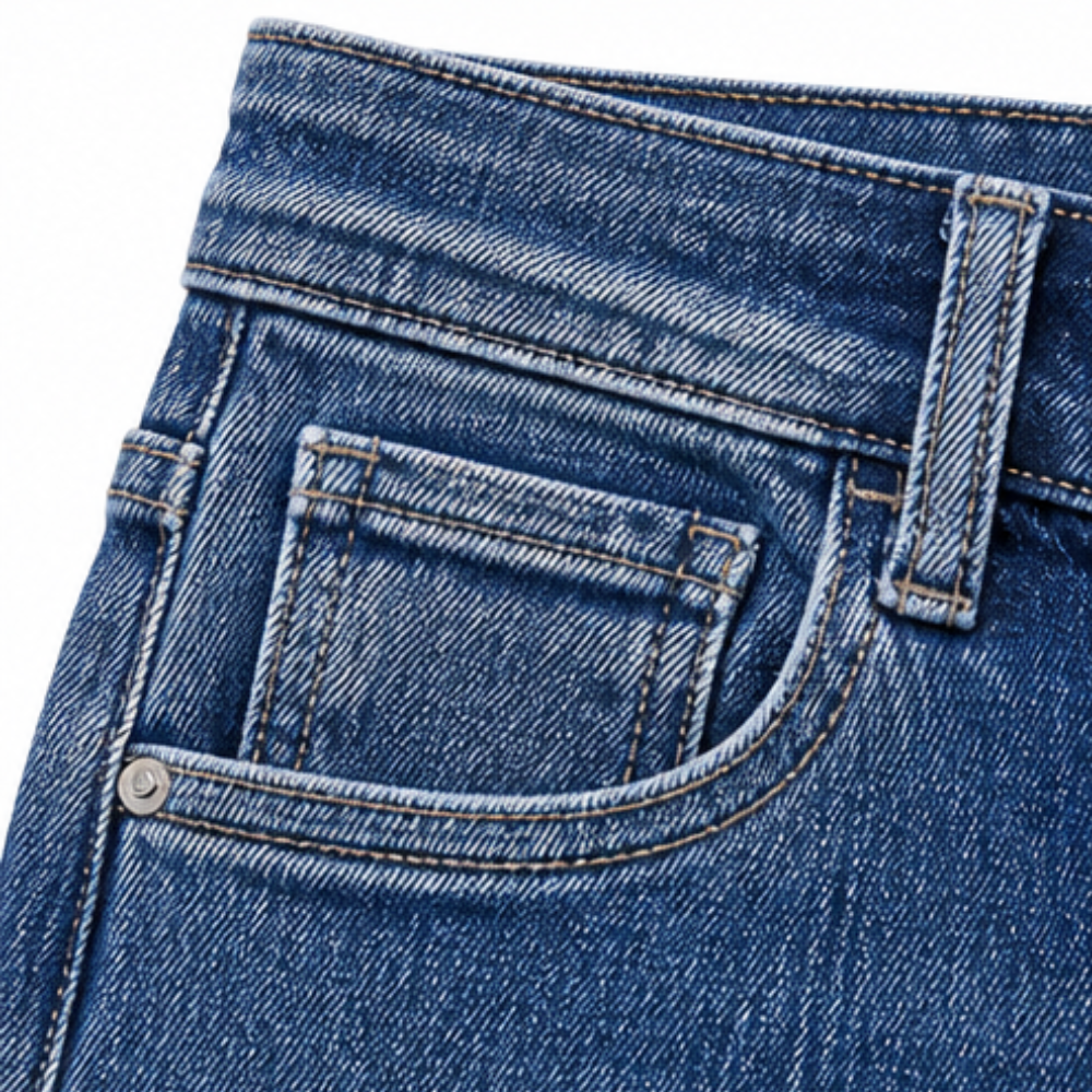 Denvie High-Waisted Crossover Straight-Leg Jeans — View 8 | Clova