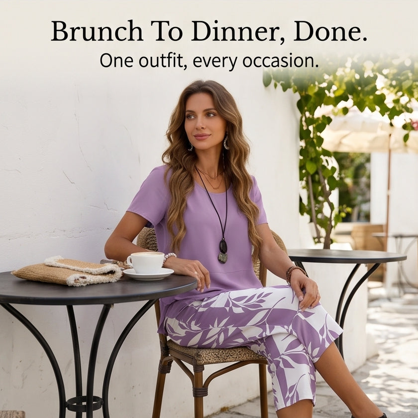 Asymmetric Tunic &amp; Wide Leg Pants Set