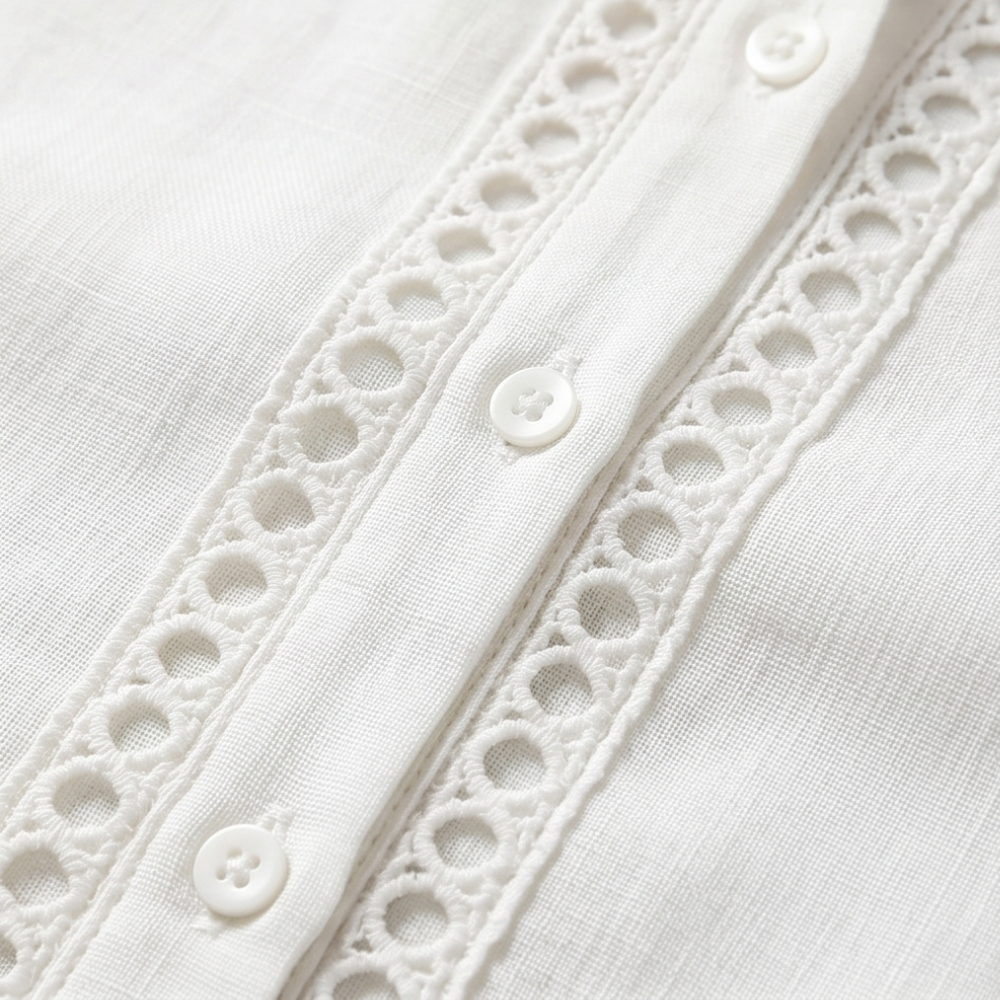 Lunavia Eyelet Trim Button Down Blouse — View 8 | Clova