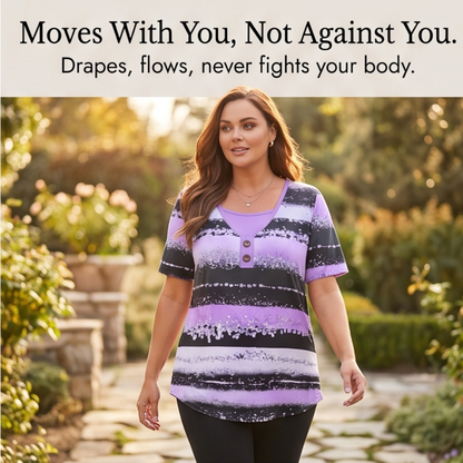 Flowy Watercolor Henley for Easy Summer Style — View 7 | Clova