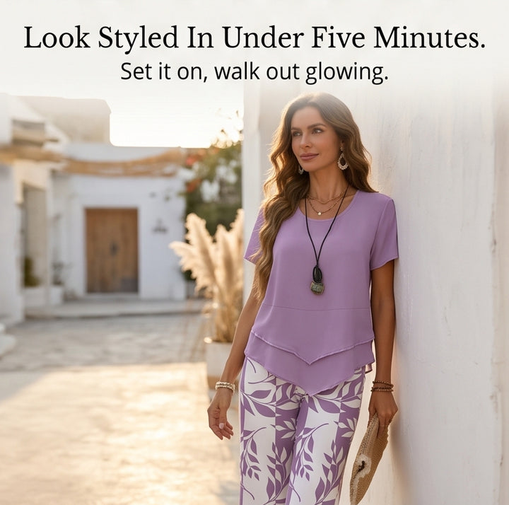 Asymmetric Tunic &amp; Wide Leg Pants Set