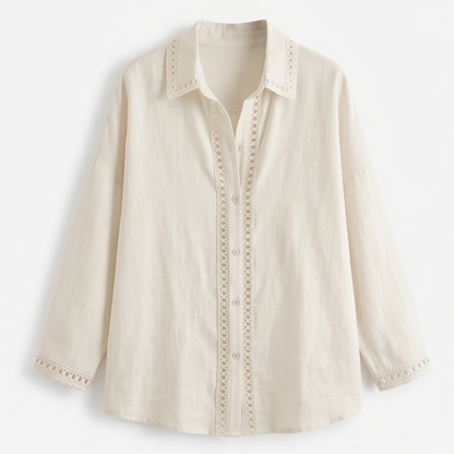 Lunavia Eyelet Trim Button Down Blouse — View 11 | Clova