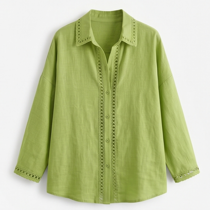 Lunavia Eyelet Trim Button Down Blouse — View 15 | Clova