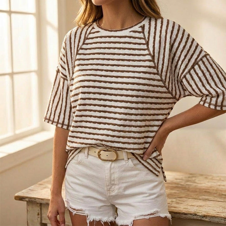 Textured Stripe Relaxed Tee