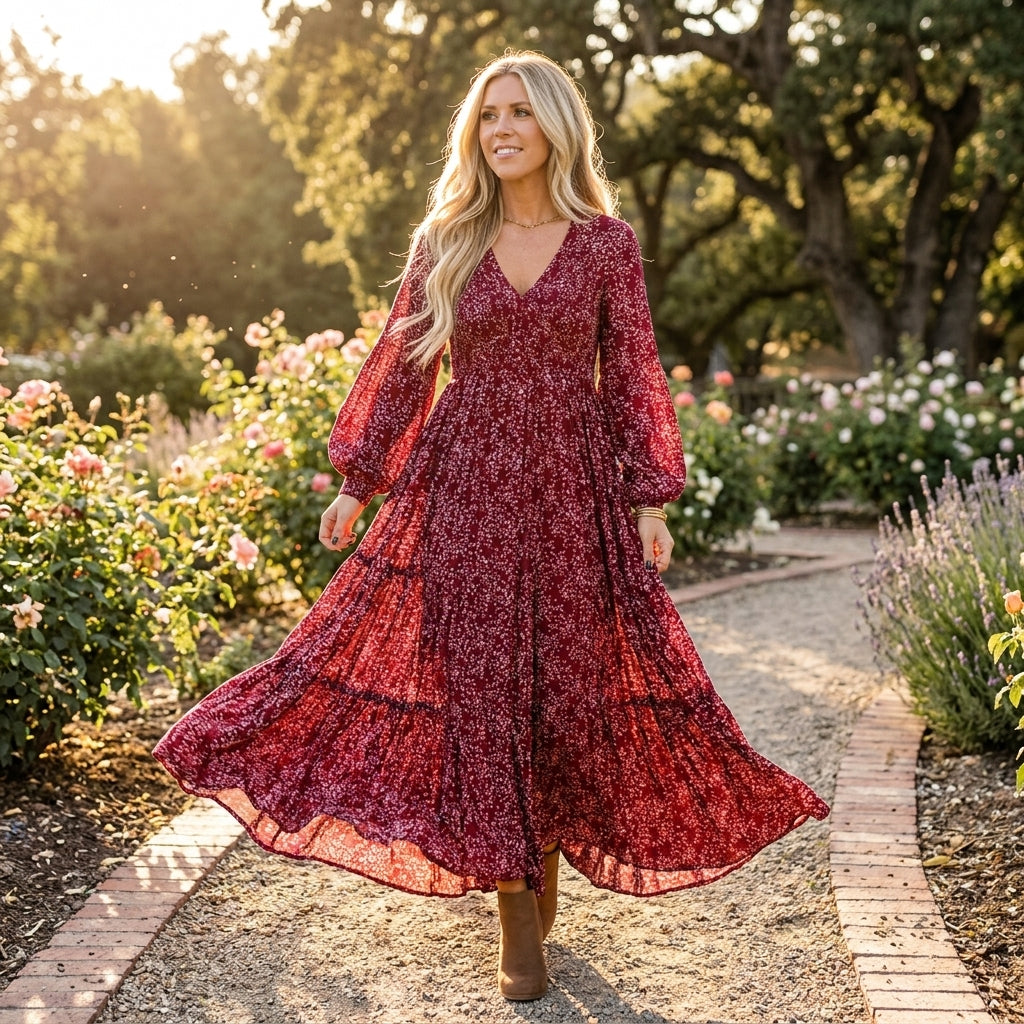 Smocked Waist Floral Maxi Dress