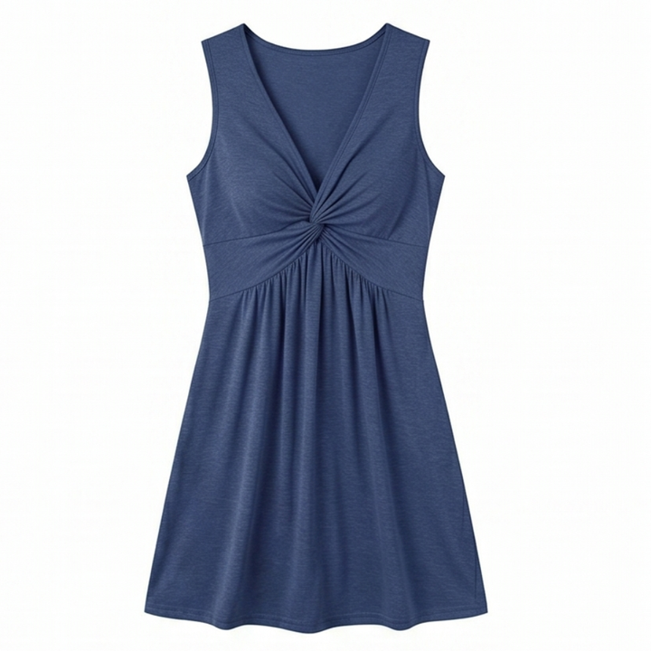 Twist-Front V-Neck Midi Dress — View 18 | Clova