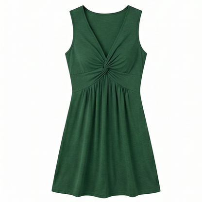 Twist-Front V-Neck Midi Dress — View 19 | Clova