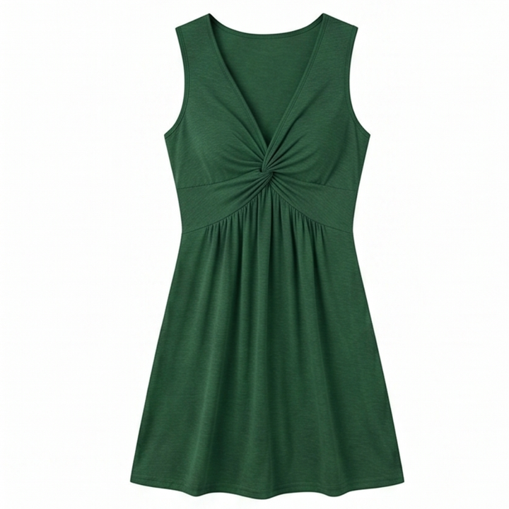 Twist-Front V-Neck Midi Dress — View 19 | Clova