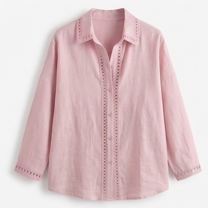 Lunavia Eyelet Trim Button Down Blouse — View 13 | Clova