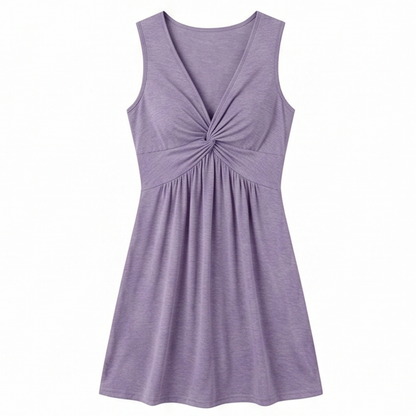 Twist-Front V-Neck Midi Dress — View 20 | Clova