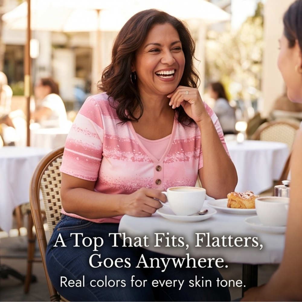 Flowy Watercolor Henley for Easy Summer Style — View 5 | Clova