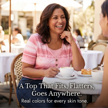 Flowy Watercolor Henley for Easy Summer Style — View 5 | Clova