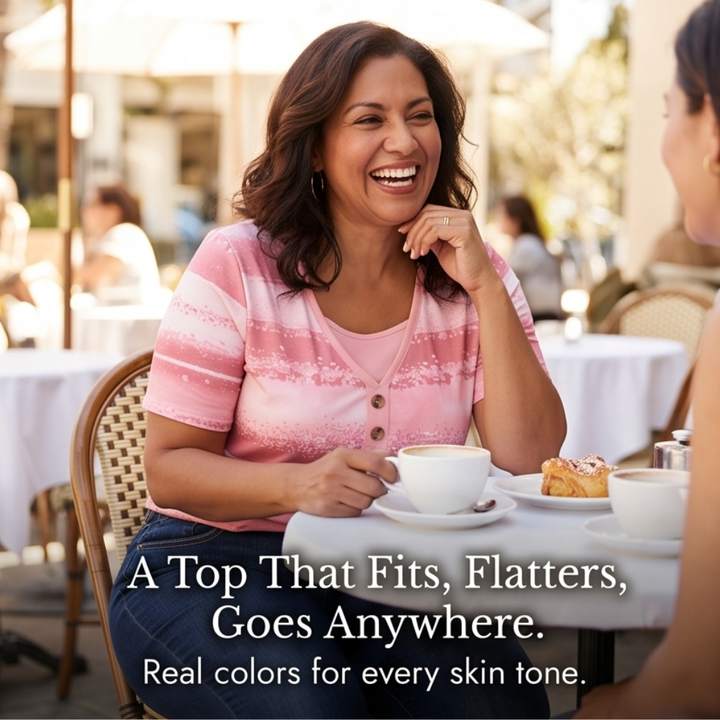 Flowy Watercolor Henley for Easy Summer Style — View 5 | Clova
